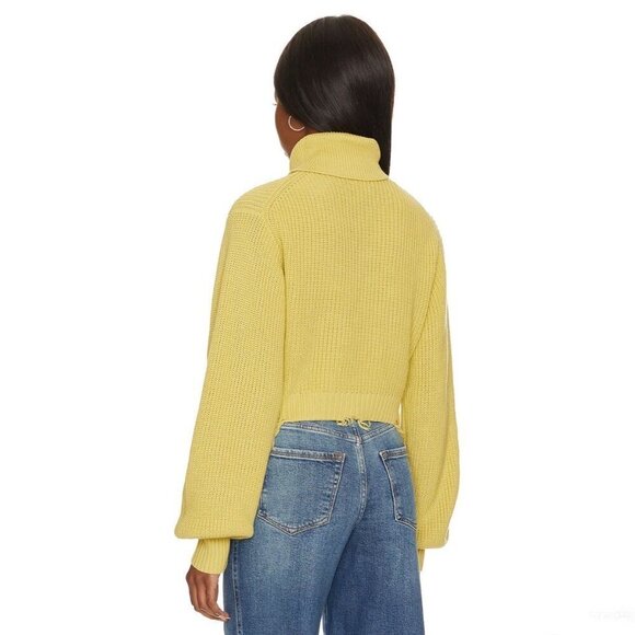 Lovers + Friends Medea Distressed Turtleneck Balloon Sleeve Knit Sweater Medium - Picture 2 of 10
